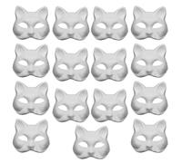 SEWACC 15pcs Cat Mask DIY White Paper Mask Blank Mask Pulp Halloween Hand Painted Face Mask Personality Creative Masquerade Mask for Dance Party