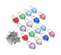 SEWACC 16PCS Mini Heart Shaped Rhinestone Locks with Padlocks for Jewelry Box Diary Necklace Romantic Couple Gift Bridge of Love Tradition Anniversary Present