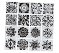 SEWACC 16pcs Reusable Mandala Painting Stencils for Home Decorating Food-Grade Pet Tile Templates for Floor Wall and Patio Slabs Flexible and DIY Art Craft Painting Tools