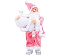 SEWACC 1pc Santa Claus Ornament Xmas Decoration Xmas Party Table Ornament Santa Desktop Figurine Resin Santa Figure Pink Home Accessories Santa Claus Doll Button present Bag Cloth Elder