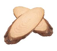 SEWACC 2 Pcs 8.5-Inch Outdoor Wood Slice Stepping Stones for Garden Pathway, Oval Natural Wood Pieces Diameter 13-16cm, Decorative Landscaping Stones for Patio and Lawn Walkways