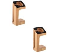 SEWACC 2 pcs Bamboo Smart Watch Charging Stand Carbonized Wood Durable Holder Support Compatible with Apple Watch Lightweight Portable Natural Wood Grain Elegant Display Station