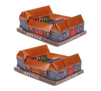 SEWACC 2 Pcs Funeral Supply Ghost Paper House for Ancestor Worship Exceptional Craftsmanship and Fine Details, Qingming Festival Sacrificing Accessory for Ritual Burning