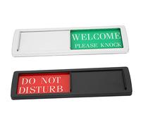 SEWACC 2 pcs Magnetic Slider Door Signs Do Not Disturb Welcome Indicator Privacy Markers for Home Office Conference Room Use Easy to Read Black Silver Frame Design