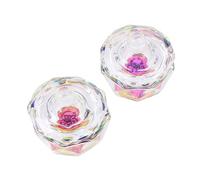 SEWACC 2 Pcs Octagonal Glass Nail Crystal Bowl with Lid Acrylic Nail Cup and Powder Manicure Dappen Dish Suitable for Professional and Home Use