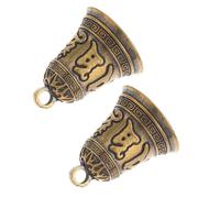 SEWACC 2 Pcs Vintage Brass Decorative Bells with Six-Word Inspirational Engraving, Crafted Bells for DIY Christmas Ornaments and Stylish Festive Decorations