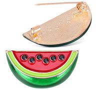 SEWACC 2 Pcs Watermelon Brooch Pins, Cute Cartoon Fruit Lapel Pins for Women, Summer Style Collar Clip for Clothing Accessories, Red Enamel Watermelon Jewelry Set