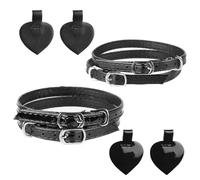 SEWACC 2 Sets Detachable High Heel Shoe Strap with Heel Pads Anti-Loose Pu and Aluminium Alloy Material Prevents Shoes from Falling and Won’t Cause Crowding Without Laces Black Colour