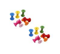SEWACC 20 Pcs Colorful Wooden Craft Spools Hourglass Weaving Bobbins for Thread Twine Wire Rolling Mixed Color DIY Sewing Tools for Embroidery and Model Making