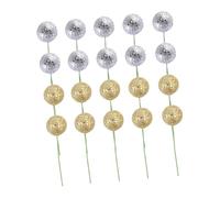 SEWACC 20 Pcs Glitter Berry Artificial Small Foam Fruits DIY Photo Props Christmas Tree Decorations Gold Silver 2.5cm Branch Craft Accessories for Holiday Decor