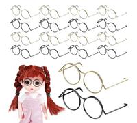 SEWACC 20 Pcs Mini Doll Glasses, Metal Wire Rimmed Eyeglasses Props, 1.37 x 0.98 x 0.55 Inch, Doll Dressing Accessories for Decoration
