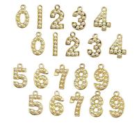 SEWACC 20pcs Alloy Charms with Simulation Pearl Small Pendant DIY Jewelry Making Supplies for Bracelets Necklaces Earrings Versatile Craft Accessories Numbers