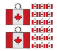 SEWACC 20pcs Canada Flag Drip Oil Charms Alloy Pendants for DIY Jewelry Making Anti-fade Findings for Bracelets Necklaces Earrings Craft Supplies