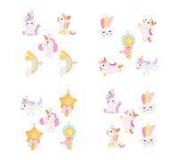 SEWACC 20Pcs Mini Resin Unicorn Rainbow Cloud Earrings Charms Decorative Pendants for Jewelry Making DIY Craft Supplies Assorted Styles for Women
