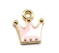 SEWACC 20PCS Pink Crown Shape Alloy Charms DIY Jewelry Making Pendants for Bracelet Earrings Necklace Scrapbooking Accessories