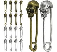 SEWACC 20pcs Punk Brooch Pin Safety for Clothes Skull Safety Buttons Enamel Pins Skull Hat Apparel Pin Anniversary Pin Badge Social Battery Pin Quilting Basting Pin Large Safety Alloy