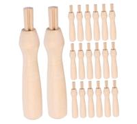 SEWACC 20pcs Wool Felt Stamp Beginner Felting Kit Needle Handles Poking Felting Needle Pen Poking Handle Handmade Craft Wood Beige