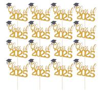 SEWACC 24 Pcs Graduation Cake Topper Class of 2025 Cake Topper Paper Cupcake Toppers for Graduation Party Cake Cupcake Decorations