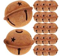 SEWACC 24pcs Christmas Rustic Bells, Rusty Metal Christmas Bells Christmas Jingle Bells with Star Cutouts Christmas Tree Pendant Bell Ornament for DIY Holiday Decor (4cm)