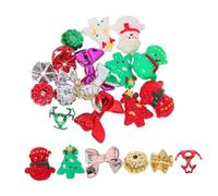 SEWACC 24pcs Hand Painted Christmas Spacer Beads Red Green Mix for DIY Phone Chains Bracelets Earrings Bowknot Shape Beads Caps Easy to Thread Festive Jewelry Making Charms