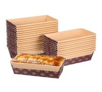 SEWACC 25-Pack Paper Loaf Pans for Baking, Coffee Colored Stackable Paper Loaf Baking Trays for Bread, Cakes, and Bakery Supplies