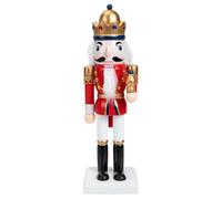 SEWACC 25Cm Red Body White Feet Wooden Nutcracker Ornament King Christmas Home Interior Decoration Adorable Cartoon King Adornment for Festive Table Display