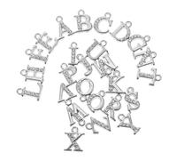 SEWACC 26Pcs Alloy Rhinestone Alphabet Charms DIY Letter Pendants with Hollow Design for Jewelry Making Wristbands Bracelets Craft Accessories