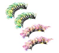 SEWACC 2pairs False Eyelashes Glitter Eyelash Extensions for Dramatic Look for Cosplay Party Stage Makeup Natural Lash Clusters Rhinestones and Sequins Per Pack