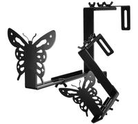 SEWACC 2pcs Adjustable Balcony Rail Planter Hanger Hook for Flowerpots | Iron, Black Finish, Smooth Arc Profile, Space-saving Design, for Wind Chimes and Bird Troughs