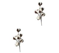 SEWACC 2pcs Artificial Cotton Stems Cotton Boll Dried Branches Soft Natural Looking Decor for Home Wedding DIY Centerpiece Rustic Event Decoration