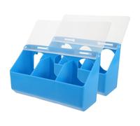 SEWACC 2pcs Blue Pigeon Feeder with Secure Lid Plastic Bird Feeding Cups for Parakeet Poultry and Pigeon Cage Multipurpose Food Water and Grit Dispenser