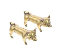 SEWACC 2PCS Brass Feng Shui Pig Keychain Handmade Decorative Charm with Protective Meaning Retro Style Adornment Unique Birthday Friends and Relatives