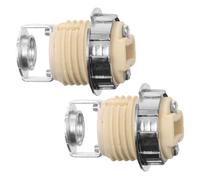 SEWACC 2pcs Ceramic Light Bulb Socket Screw Holder Metal Ring Fixture Parts for DIY Pendant Lamps with Standard Interface for Home Lighting
