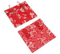 SEWACC 2pcs Chinese Silk Brocade Red Envelopes with Chinese Knot Buckle and Copper Coin, Elegant Dragon Pattern Money Pouches for Wedding and Celebrating New Year, Easy to Carry