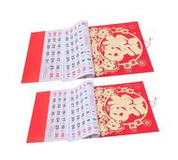 SEWACC 2pcs Chinese Wall Scroll Calendar Red Feng Shui Lucky Horse Year Planner Traditional Lunar Year Decor for Home Office with Cultural Zodiac Elements