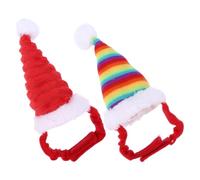 SEWACC 2pcs Christmas Red Hat Pet Party Hat for Guinea Pig Rabbit Funny Xmas Cosplay Prop for Pet Christmas Decoration