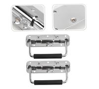 SEWACC 2Pcs Chrome-Plated Flight Case Folding Handles with Spring Iron Knobs for Strong Load Bearing Abrasion-Resistant Flight Case Accessories Silver Replacement Parts