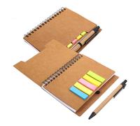 SEWACC 2pcs Coil Sticky Notebook Lightweight Monthly Planner Notepad for Students Office School with Kraft Cover