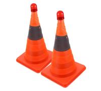 SEWACC 2pcs Collapsible LED Traffic Cone with Reflective Strips Multi-purpose Portable Road Safety Cone for Parking Emergency Warning with Foldable Design No Batteries