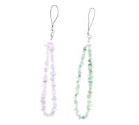 SEWACC 2pcs Crystal Beaded Phone Lanyard Lost Wrist Strap with Durable Rope for Mobile Phones Stylish Mint Green and Purple Gemstone Chains