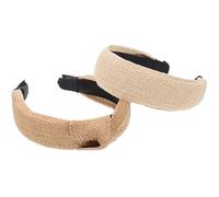 SEWACC 2pcs Delicate Raffia Knotted Headband, Skin-friendly Plastic Hair Accessory for Women, Chic Retro Style for Washing Face and Parties