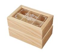 SEWACC 2pcs Desktop Storage Box Jewelry Table Organizer Tea Organizers and Storage Sugar Packet Trinket Case Divided Tea Trinket Boxes Packet Holder Wood Khaki