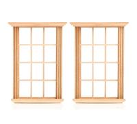 SEWACC 2pcs Dollhouse Wooden Window Frames, 1/12 Scale Miniature Twelve-Lattice Window Model, 4.52 x 3.26 Inches, Decorative Props for Dollhouse