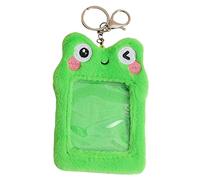 SEWACC 2pcs Fabric Plush Card Holder Keychain Id Credit Bus Card Case Visible Sleeves Office and Library