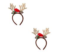 SEWACC 2pcs Glitter Reindeer Antlers Headbands Festive Hair Hoop Accessories for Year Party Years Eve Celebration Christmas Decorations