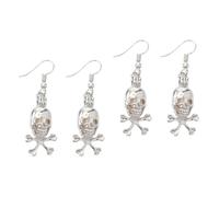 SEWACC 2pcs Glow Dark Halloween Skull Drop Earrings Sky Blue Luminous Dangle Jewelry for Women Party Accessories