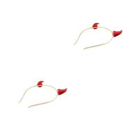 SEWACC 2pcs Golden Glitter Devil Horn Headband Shining Red Ox Horn Hair Hoop Halloween Party Accessory Masquerade Costume Headwear for Women