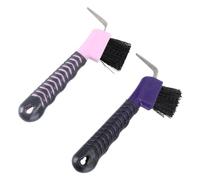 SEWACC 2pcs Horse Hoof Pick Brush Set with Grip Handle Hoof Cleaning Tool for Equestrian Grooming Stable Use Random Color