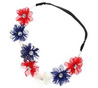 SEWACC 2pcs Independence Day Floral Headbands Chiffon Flower Hair Bands with Elastic Red Blue Design Simulated Blooms Hair Accessories for Women