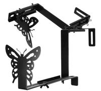 SEWACC 2pcs Iron Rail Planter Hanger Hook for Balcony Railing, Black | Smooth Arc Design, Decorative Lightweight Bracket, for Indoor Patios, Bird Troughs and String Lights